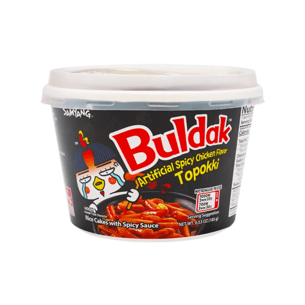 Buldak Hot Chicken Flavor Topokki - Spicy Fried Rice Cakes, Big Bowl, 185g