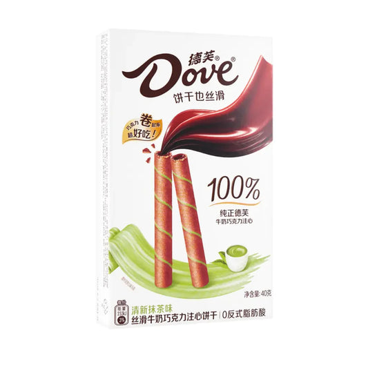 Dove Milk Chocolate Filled Wafer Rolls 40g - Matcha Latte